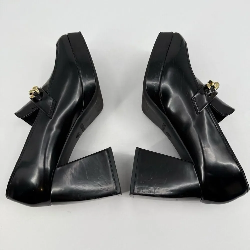 Dream Pairs Black Platform Loafers US 8.5 Chunky Academia Y2K Style Gothic